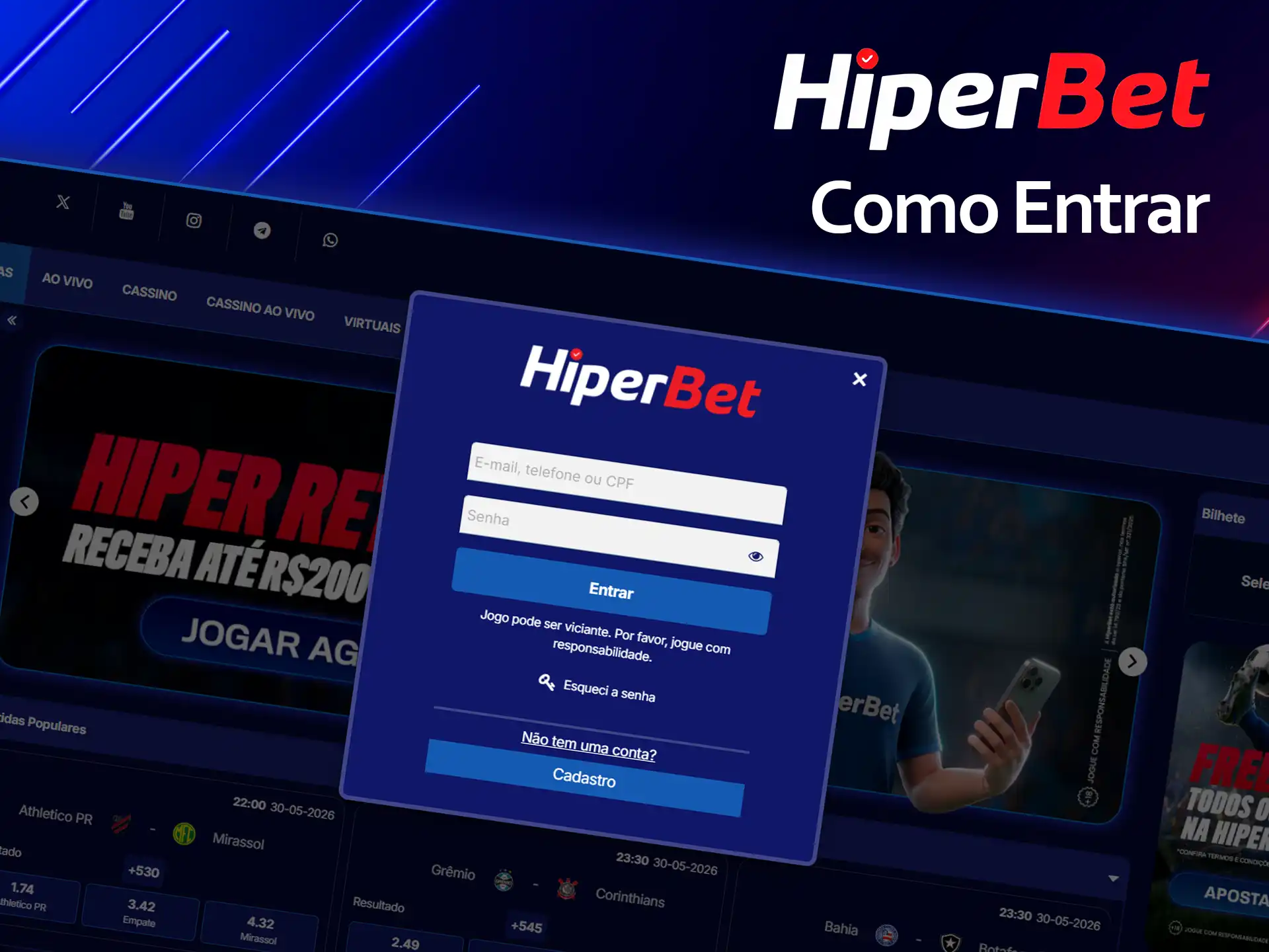 Faça o login na Hiperbet no Brasil.