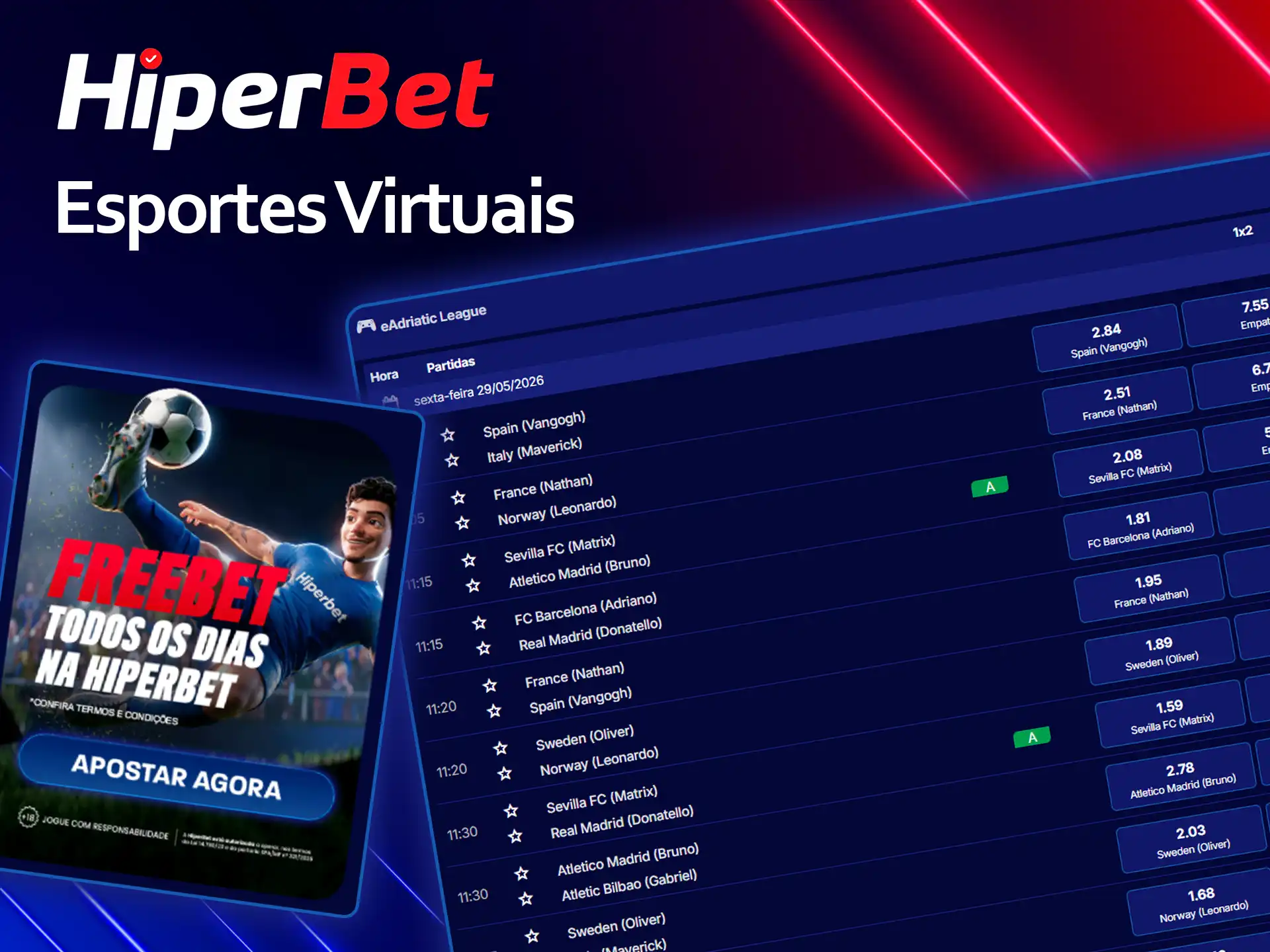 Aposte em esportes virtuais na Hiperbet hoje.
