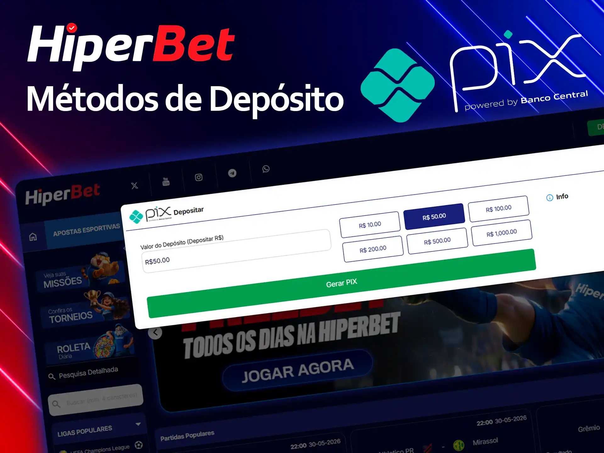 Descubra os métodos de depósito na Hiperbet.